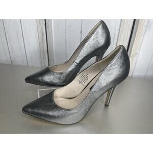 French Connection Metallic Silver Classic Pointed Toe Stiletto Heels Size 8.5